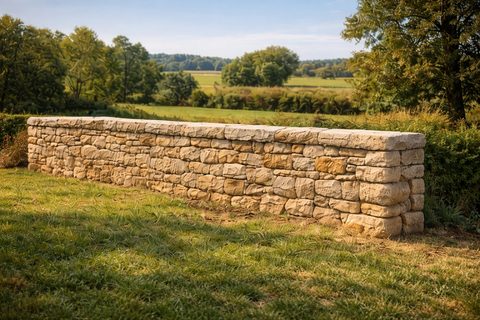 Mur de clôture en pierre sèche à Legé par La P'tite Réno